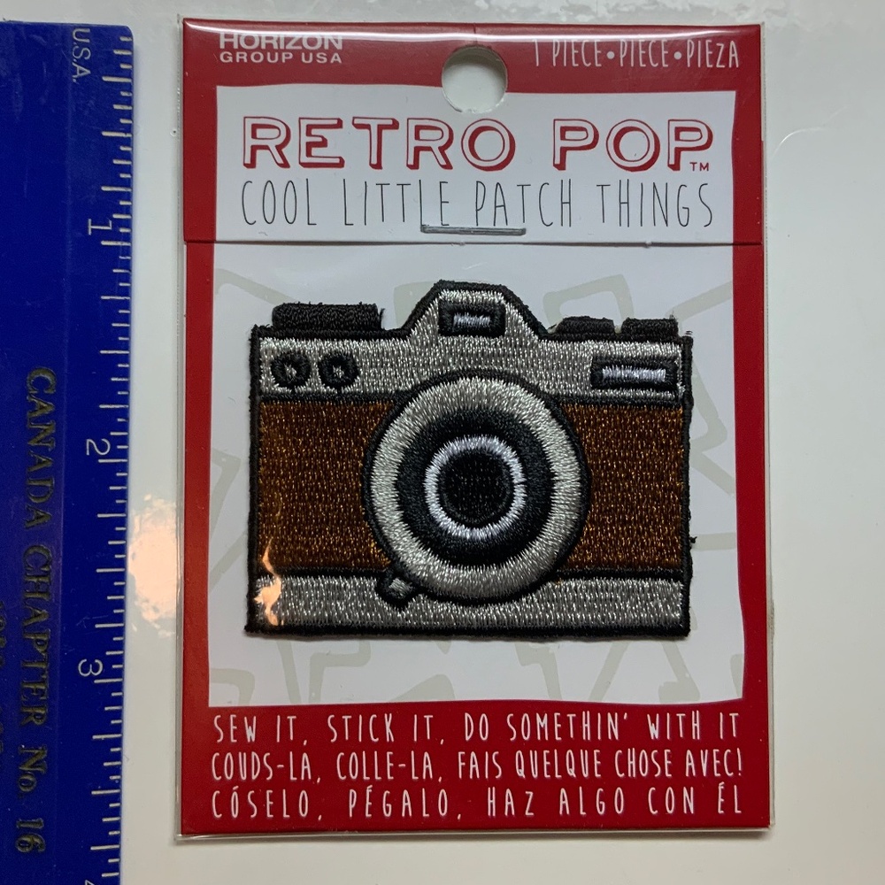 FREE w/purchase—Retro Camera appliqué embroidered iron on patch by New Horizons
